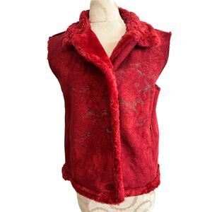 Tsunami Red Suede Fleece Lined Vest Medium